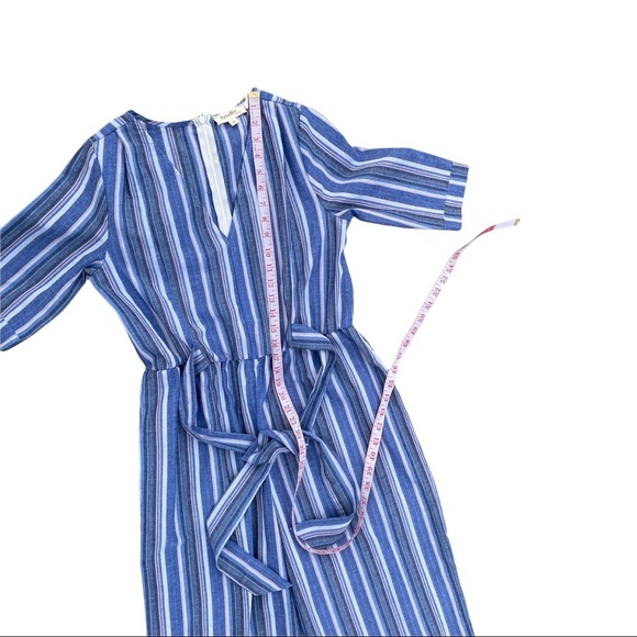 Rebellion Again Light Blue White Striped Tie-in-Front 3/4 Sleeve Jumper Romper M - Picture 4 of 11